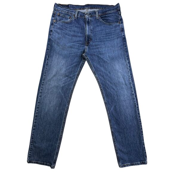 Levi's 505 Jeans Mens 36x32 Medium Wash Blue Denim Straight Leg Zip Fly Classic - Picture 2 of 12